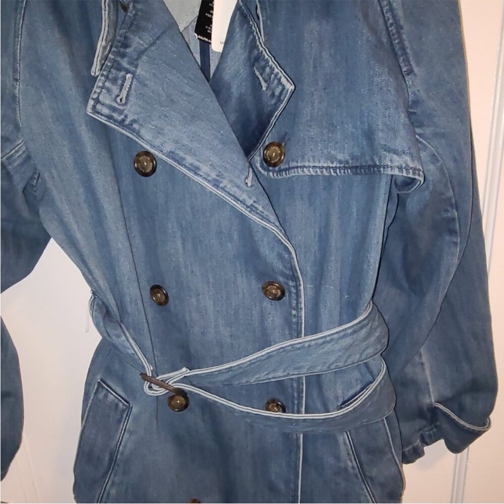 Lauren Ralph Lauren Light Blue Denim Trench Coat 16W - Picture 6 of 14